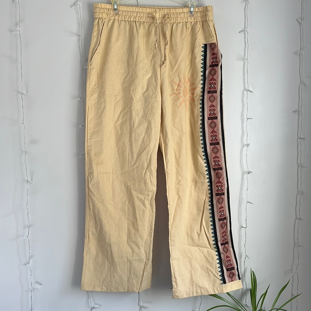 BOHO Cotton/Linen Straight Leg Pants